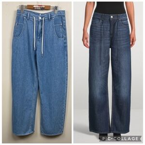 DL1961 Casie Blue loose wide leg Denim Pants 26 with drawstring